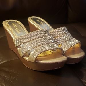 Gold crystal wedge. Patrizia by Spring Step.